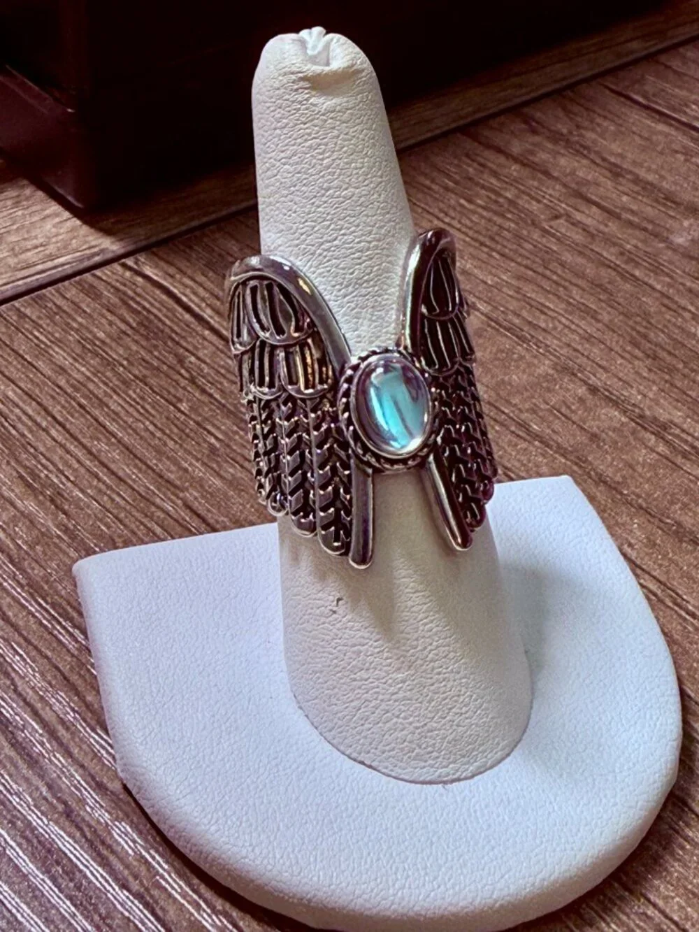 Angel Wings Moonstone Ring Sterling Silver